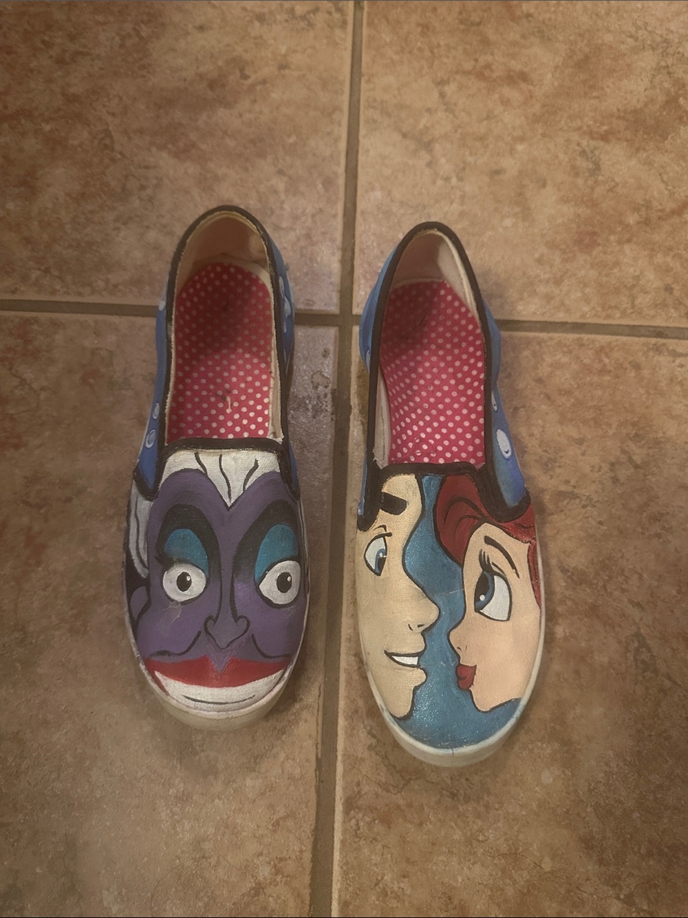 Size 7 women’s hand painted Disney shoes
